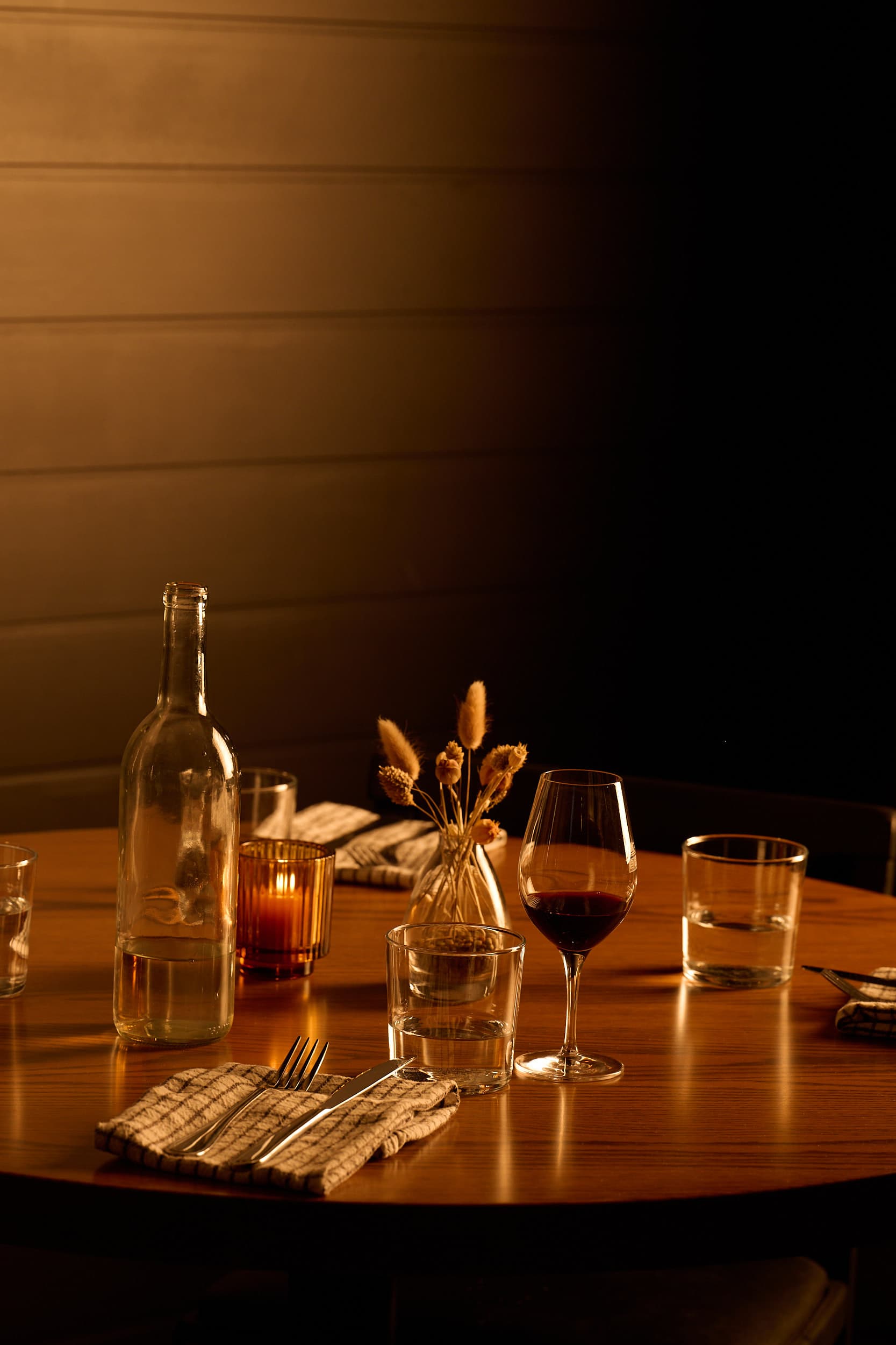 A candlelit table